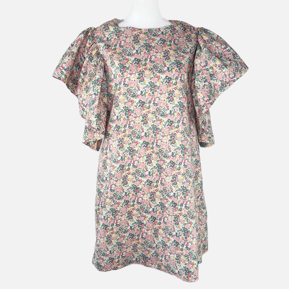 MABLE Anthropologie Boho Chic Romantic Pastel Floral Flutter Sleeve Dress‎ LARGE
